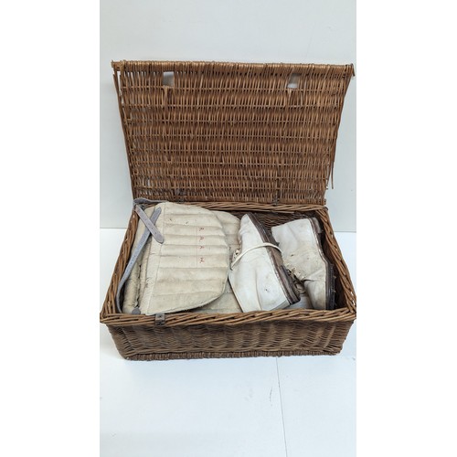 946 - Vintage Cricket Set in Wicker Hamper