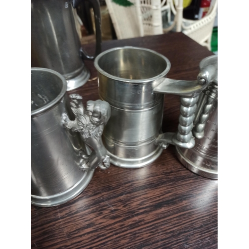 1149 - A Collection Of Pewter and Stainless Steel Tankards. Large & Unusual Handles.