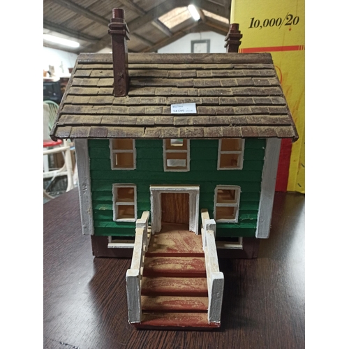 1263 - A Hand Built Wooden House Model.