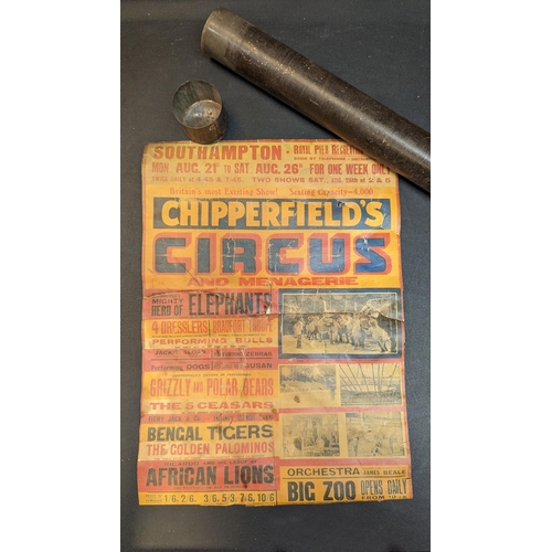 685 - A 1950's Chipperfield's Circus Poster in Metal Tube