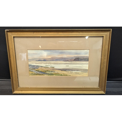 1166 - A Vintage Framed Watercolour of Morcombe Estuary Scene H S Anson 40 x 28cm