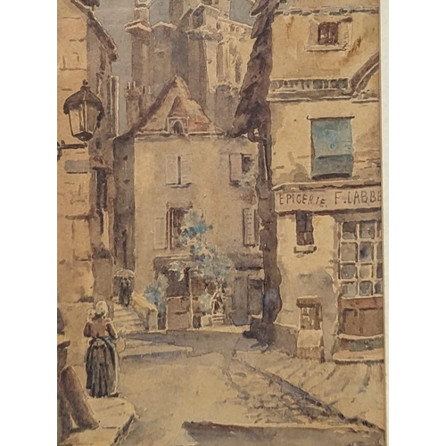 1148 - A Fanny E Foster Framed Watercolour of a French Village Scene 35 x 44cm