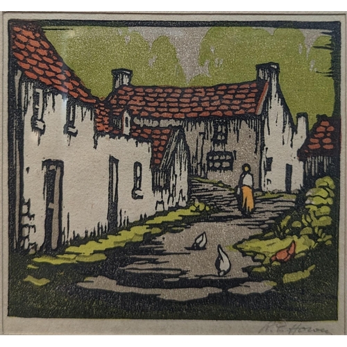 689 - A Signed Coloured Woodcut