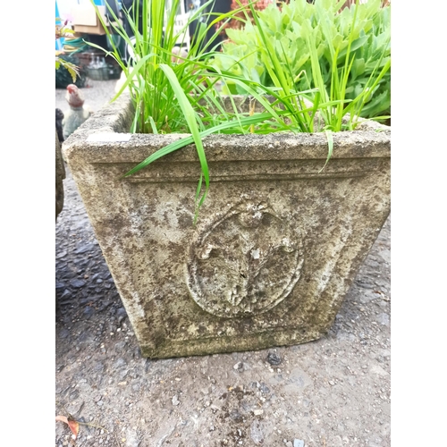 77 - 2 x Concrete Urn Planters and 1 x Square one