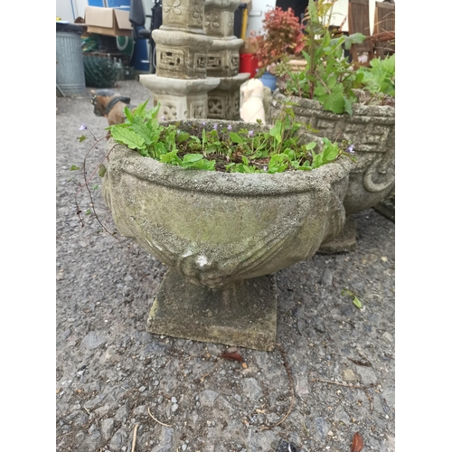 77 - 2 x Concrete Urn Planters and 1 x Square one