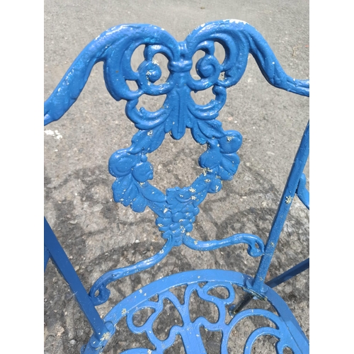 35 - 2 x Blue Metal Garden Chairs