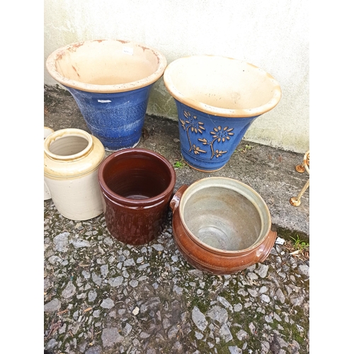 24 - 6 x Glazed Garden Pots