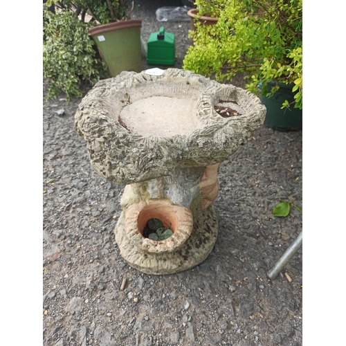 73 - Small Concrete Bird Bath - Cracking to top 40cm x 37cm