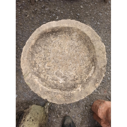 59 - Concrete Bird Bath - Repair to Base 68cm H x 40cm