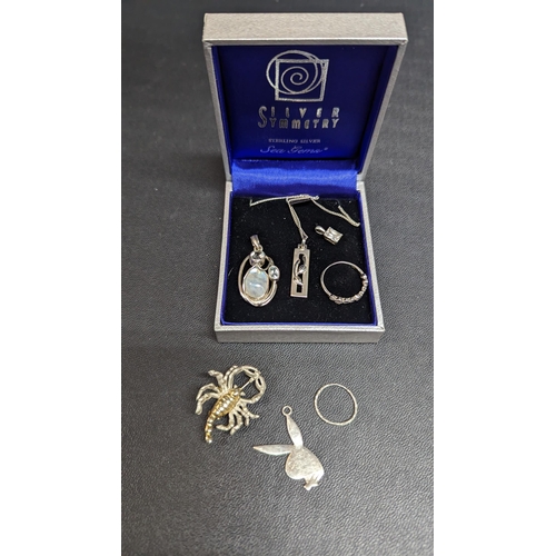 462A - 3 x .925 Silver Pendants, Ring and Other Jewellery