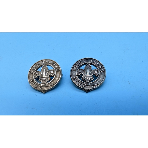 448 - 2 x .925 Silver Boys Scouts Thanks Badge