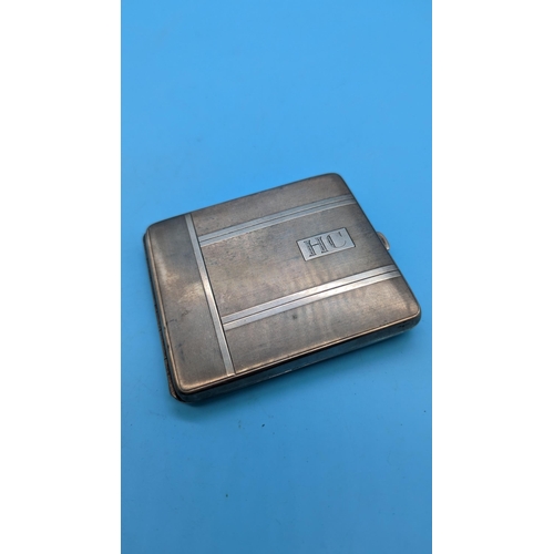 488 - An .830 Hallmarked Silver Cigarette Case 94 grams