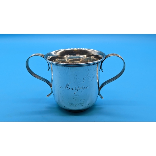 440 - A Twin  Handled Hallmarked Silver Christening Cup London 1897