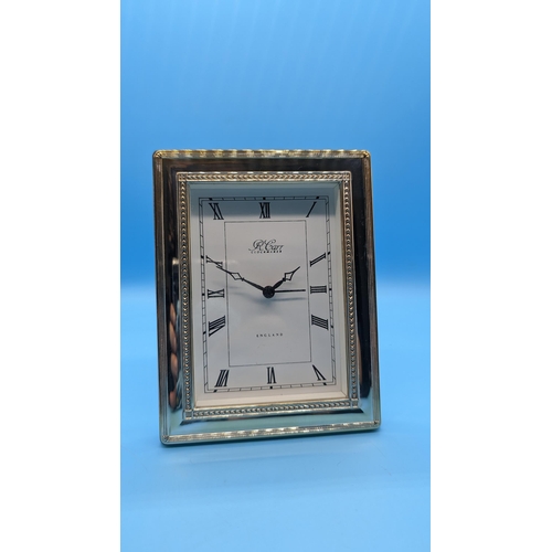 480 - A Large Hallmarked Silver Desk Clock