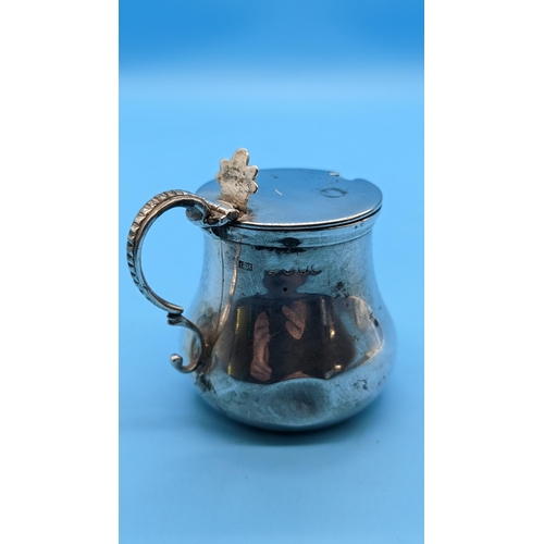 442 - A Silver Lidded Mustard Pot 98gms