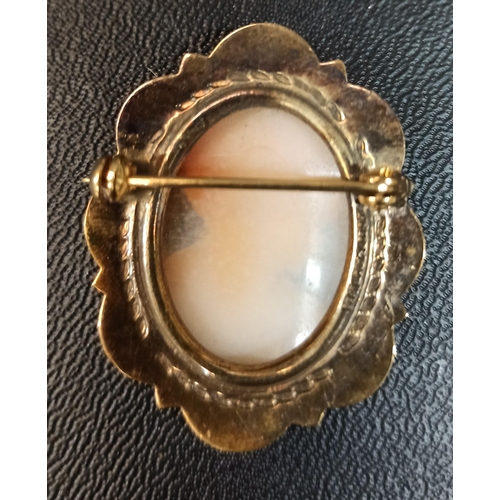 470A - A Antique/ Vintage Gold Plated Cameo Broach - Cracked Across the Head