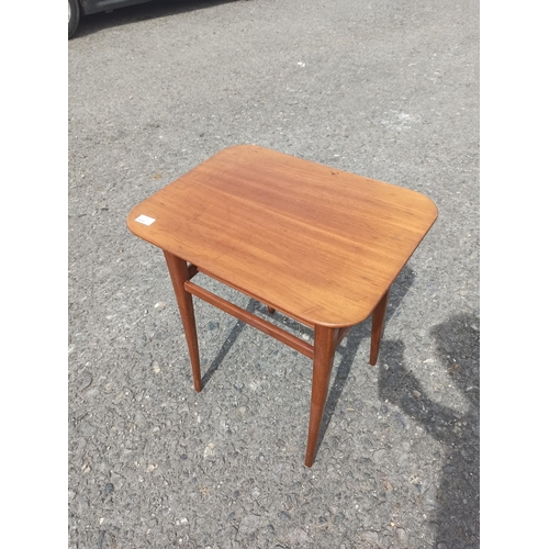 532 - Mid Century Lamp Table with Lower Slatted Shelf 60cm x 44cm x 54cm