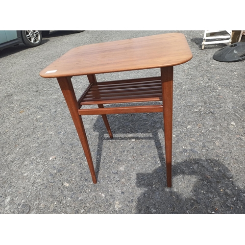 532 - Mid Century Lamp Table with Lower Slatted Shelf 60cm x 44cm x 54cm