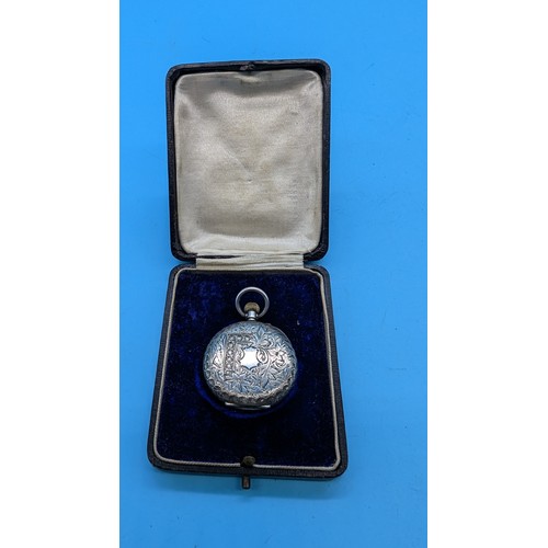 505 - A Silver Ladies Pocket Watch in Case - Running