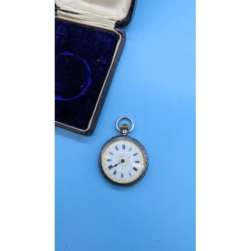 505 - A Silver Ladies Pocket Watch in Case - Running