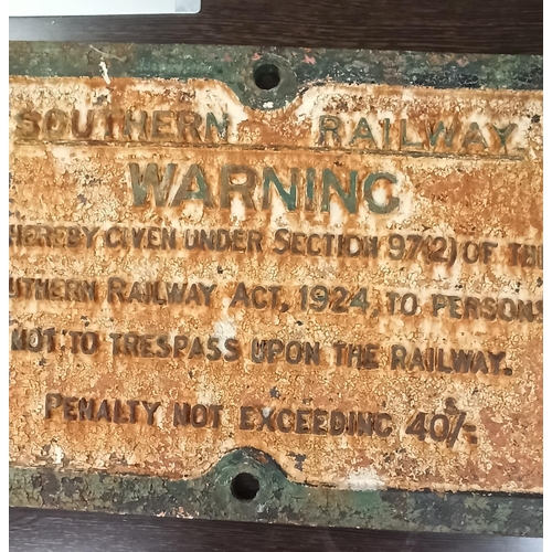 1C - Southern Railways Warning Sign - Original Stating Section 97(2) of the 1924 Railway Act