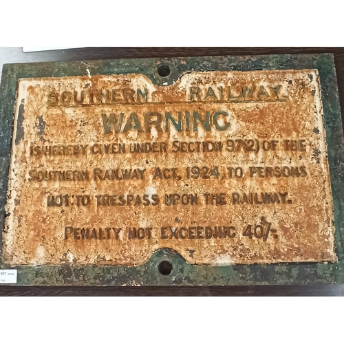 1C - Southern Railways Warning Sign - Original Stating Section 97(2) of the 1924 Railway Act