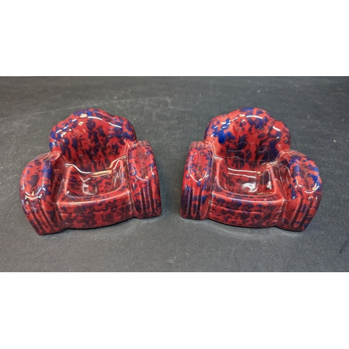 663 - A Pair of Art Deco 1930's Armchair Ashtrays