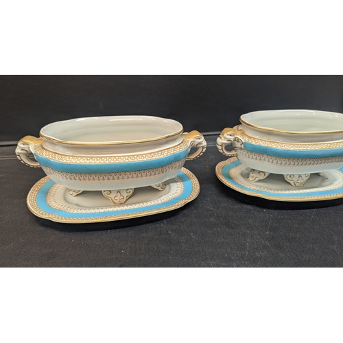 654C - Vintage Soup Tureens/ Serving Dishes with Elephant Handles - some wear to feet