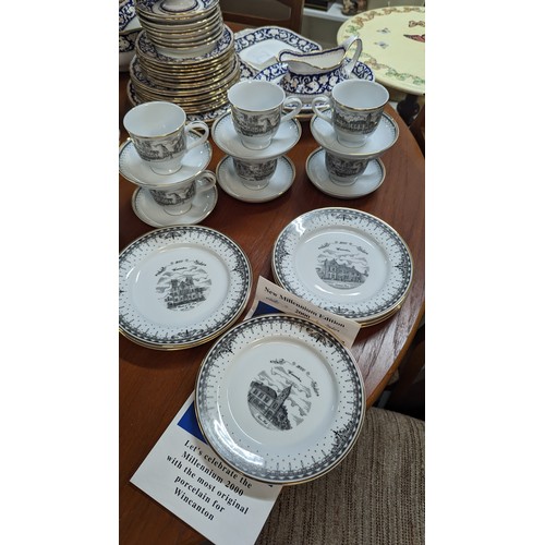 653B - Local Interest - A Wincanton Millennium 2000 Porcelain Part Tea Service, Featuring Scene from Wincan... 