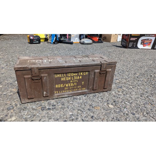 50D - A British Military Metal Ammunition Box 120mm Artillery Shell - 1966 66 x 24 x 24cm