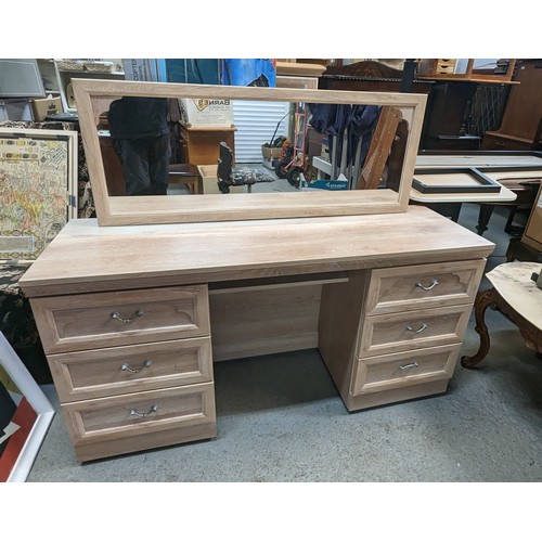 1262 - A Limed Oak Effect Dressing Table 127 x 170 x 44cm