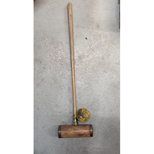 857B - A Vintage Slazenger Croquet Mallett and Ball