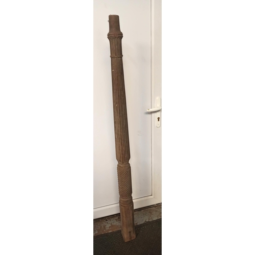 784B - An Antique Mahogany 4 Post Bed Post  (could be made into Jardinaire or Torchere Stand?)  155cm H