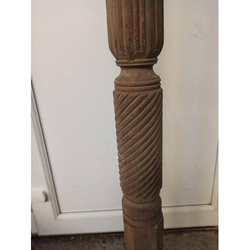 784B - An Antique Mahogany 4 Post Bed Post  (could be made into Jardinaire or Torchere Stand?)  155cm H