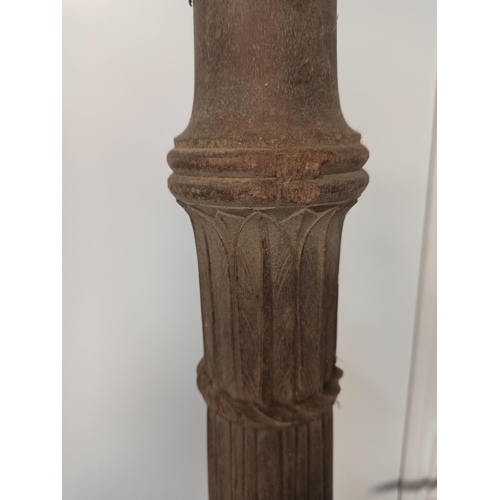 784B - An Antique Mahogany 4 Post Bed Post  (could be made into Jardinaire or Torchere Stand?)  155cm H