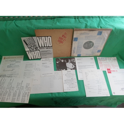 720 - Thde Who LP's and Related Paperwork: Sell Out and Live at Leeds