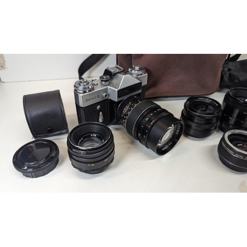 801 - A Zenit - E Camera and Assorted Lenses