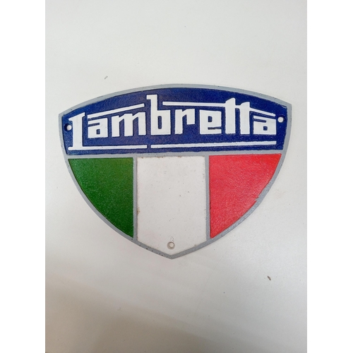 375D - A Metal Lambretta Plaque 28 x 20cm