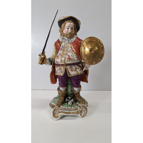 380C - A Porcelain Figurine of James Quinn as Sir John Falstaff - Minor Chipping to Rim of Hat - Sword Meta... 