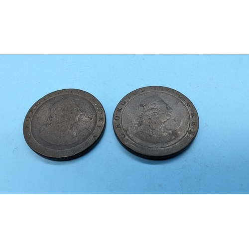 626 - 2 x 1797 George III Cartwheel Pennies