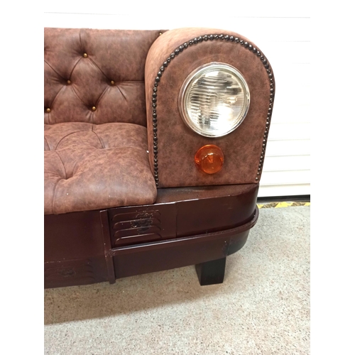 377B - A Funky Chesterfield Style 2 Seater Sofa with Headlights and Car Detailing 75x160x60cm