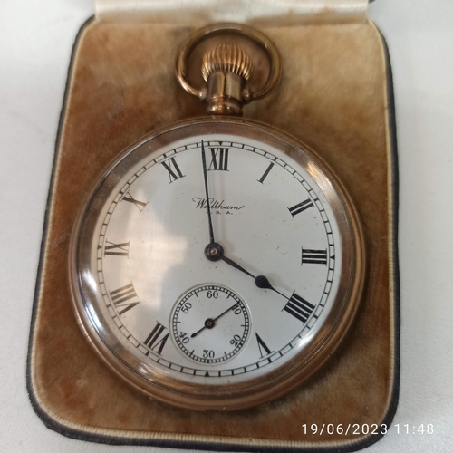 521B - A Waltham USA Gold Plated 1/2 Hunter Pocket Watch.