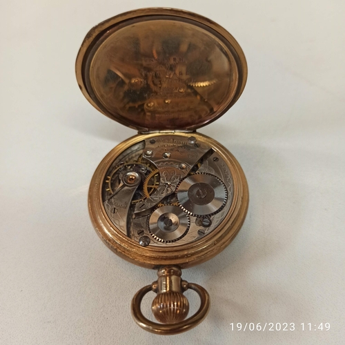 521B - A Waltham USA Gold Plated 1/2 Hunter Pocket Watch.