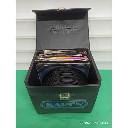 711B - Record Box with Mixed Singles Including Elvis, Elo, Suzi Quatro and Much More