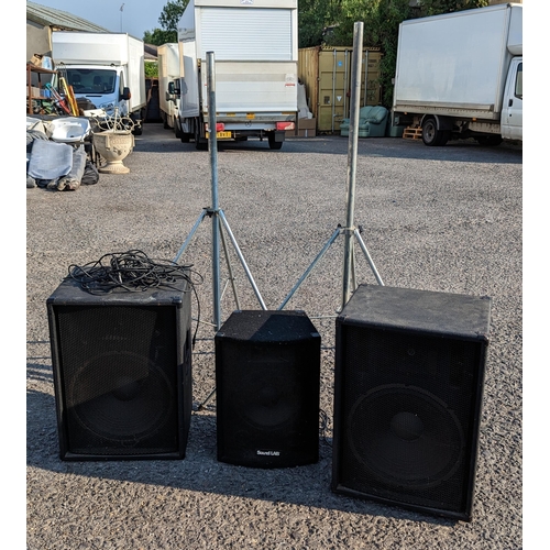 326B - A Pair of Large PA Speakers with Stand and Additional Sound Lab Speaker