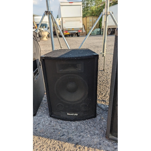 326B - A Pair of Large PA Speakers with Stand and Additional Sound Lab Speaker