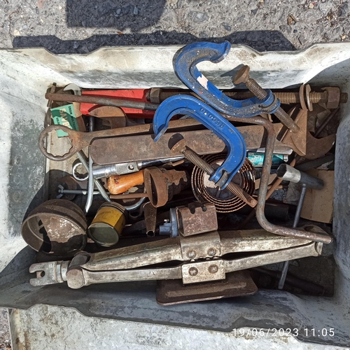 194 - Metal Trunk with Tools including Clamps, Spanners , Files and More