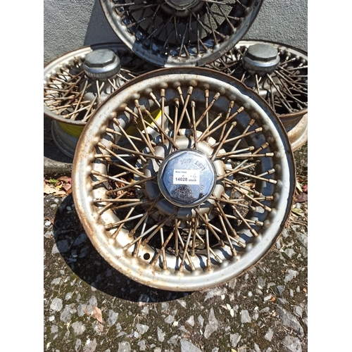 136 - A Set of 4 Spoke Wire Wheels XZD466, these Wheels were used on a Triumph Spitfire and Austin Healey.... 