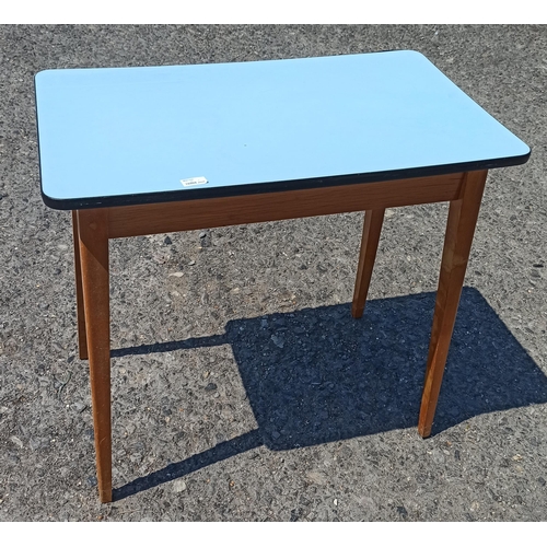 699B - A Vintage Formica Blue Topped Table with Drawer