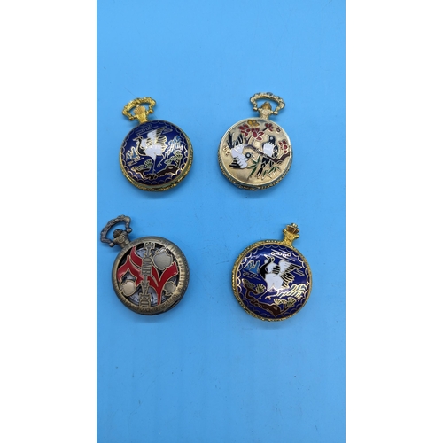 539 - 4 x Enamelled Pocket Watches